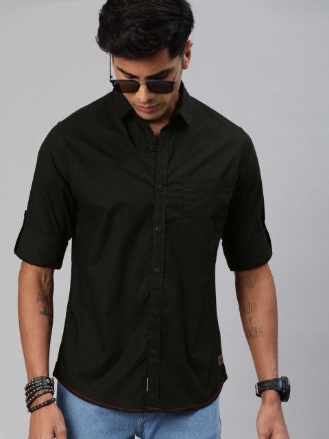 

Roadster Men Black Slim Fit Solid Casual Shirt