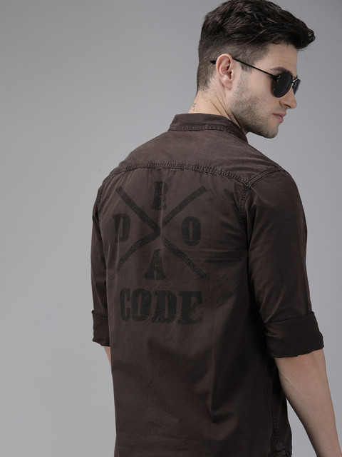 

Roadster Men Coffee Brown Solid Regular Fit Pure Cotton Casual Shirt