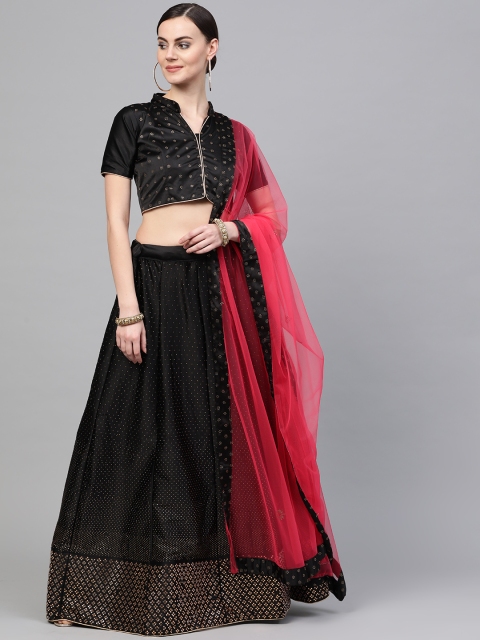 

Chhabra 555 Women Black & Golden Embellished Semi-stitched Lehenga Choli With Dupatta