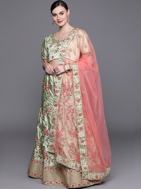 

Chhabra 555 Green Zari Embroidered Semi-Stitched Lehenga with Unstitched Blouse & Dupatta