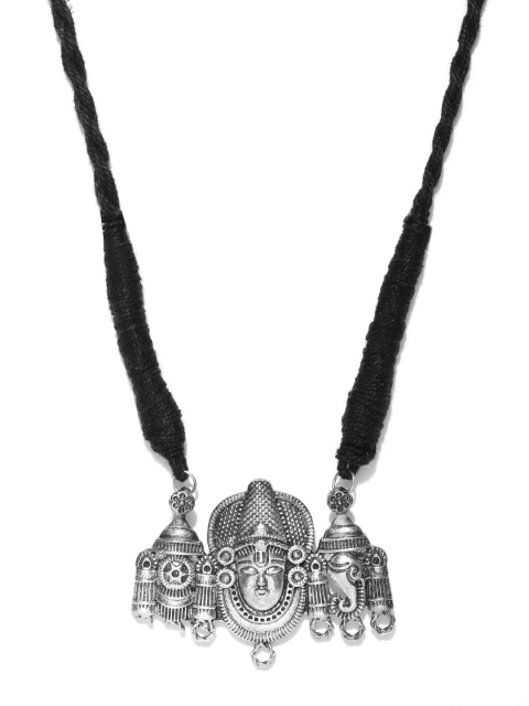 

YouBella Black Oxidised Silver-Plated Temple Necklace