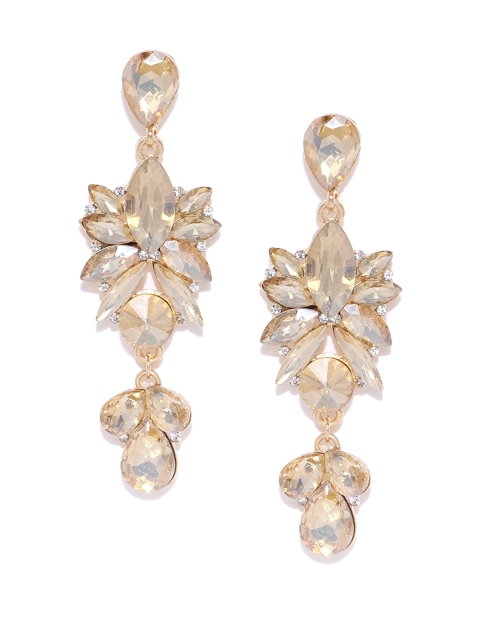 

YouBella Gold-Toned Stone-Studded Contemporary Drop Earrings