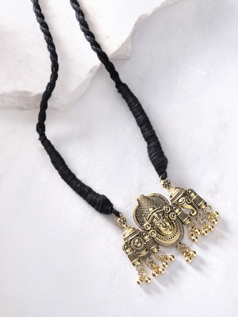 

YouBella Black Antique Gold-Plated Temple Necklace