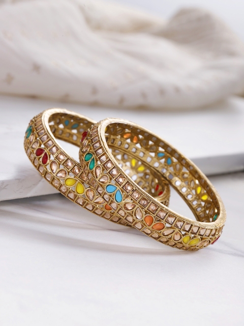 

YouBella Set of 2 Antique Gold-Plated Stone-Studded Bangles