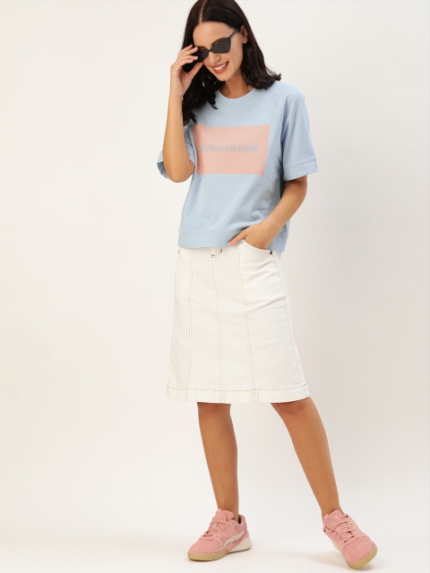 

Calvin Klein Jeans Women Blue & Pink Printed Raglan Sleeves Sweatshirt