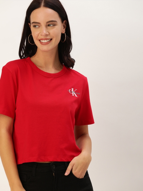 

Calvin Klein Jeans Women Red Solid Round Neck T-shirt