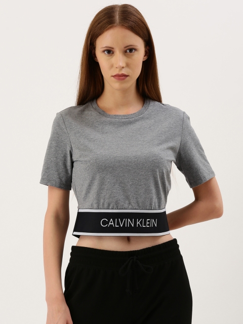 

Calvin Klein Jeans Grey Solid Crop Top Sweater with Elastic Hemline