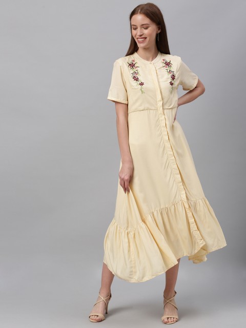 

HERE&NOW Women Beige Solid A-Line Dress