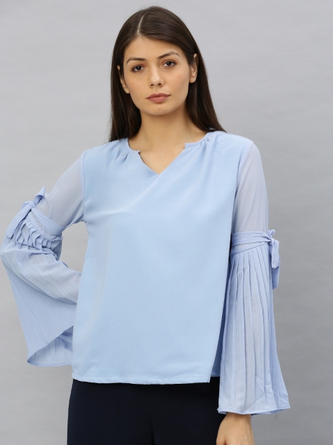 

HERE&NOW Women Blue Solid Top