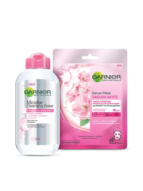 

Garnier Skin Naturals Women Set of Sakura White Sheet Mask & Micellar Cleansing Water, Pink