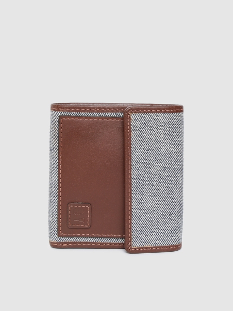 

Levis Men Grey Melange & Brown Colourblocked Two Fold Wallet