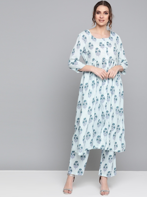 

HERE&NOW Women Blue Printed Kurta with Palazzos