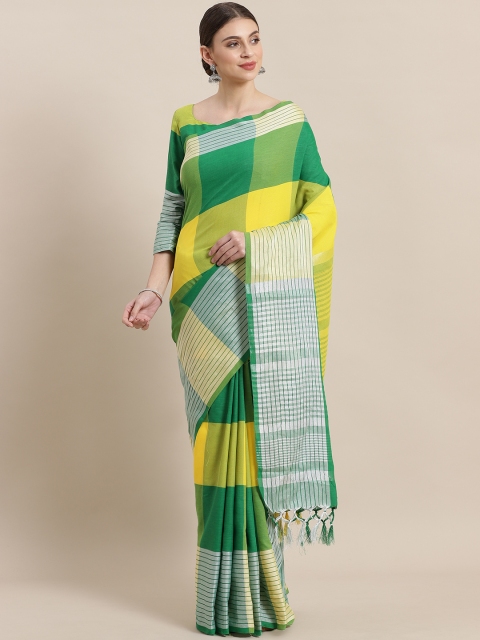 

Saree mall Green & Yellow Checked Saree