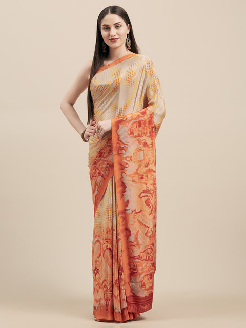 

Vaamsi Beige Printed Polyester Saree