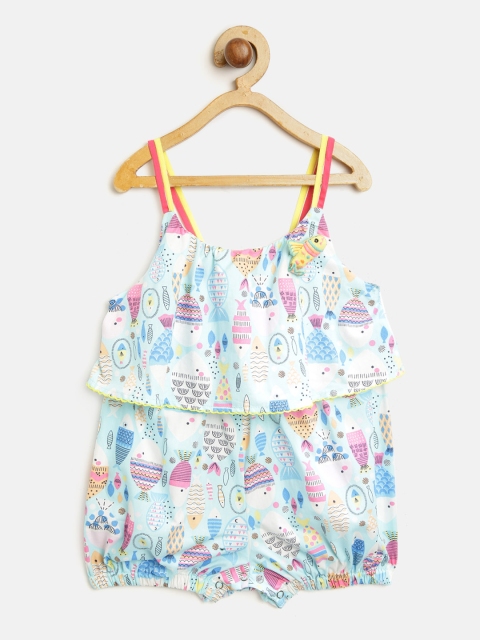 

Nauti Nati Girls Blue & Pink Printed Playsuit