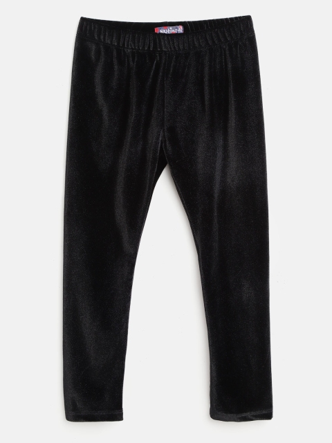 

Nauti Nati Girls Black Solid Ankle Length Velvet Finish Leggings
