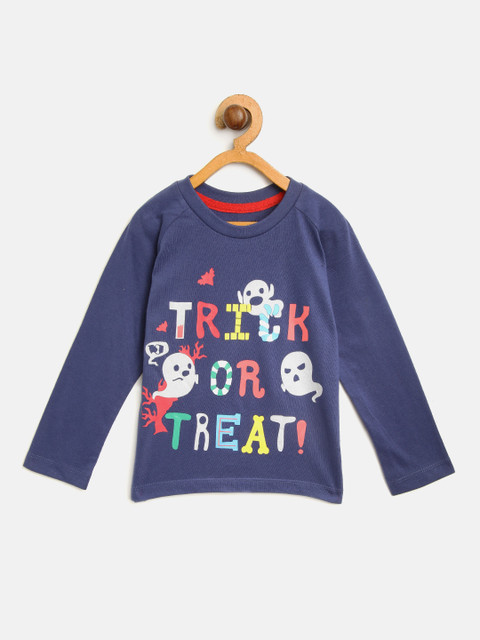 

Nauti Nati Boys Navy Blue Printed Round Neck T-shirt