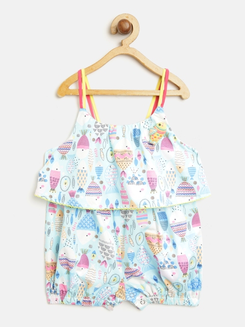 

Nauti Nati Girls Blue & Pink Printed Playsuit