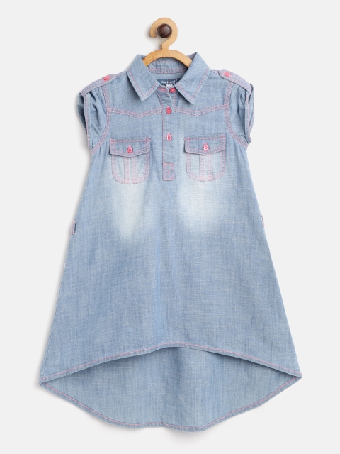 

Nauti Nati Girls Blue Washed Denim A-Line Dress