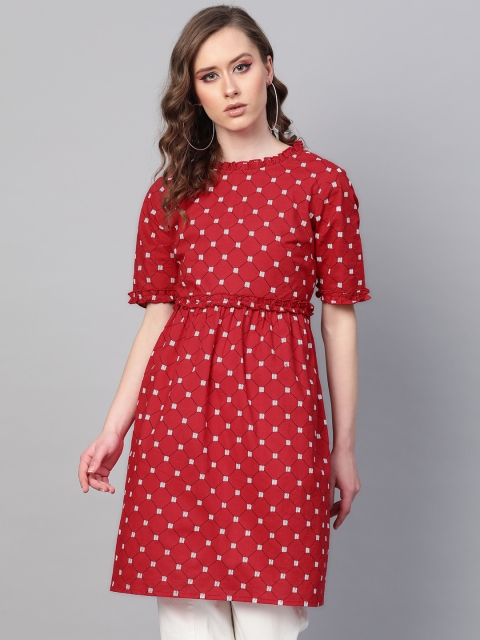 

clorals Women's Red & White Printed Tunic