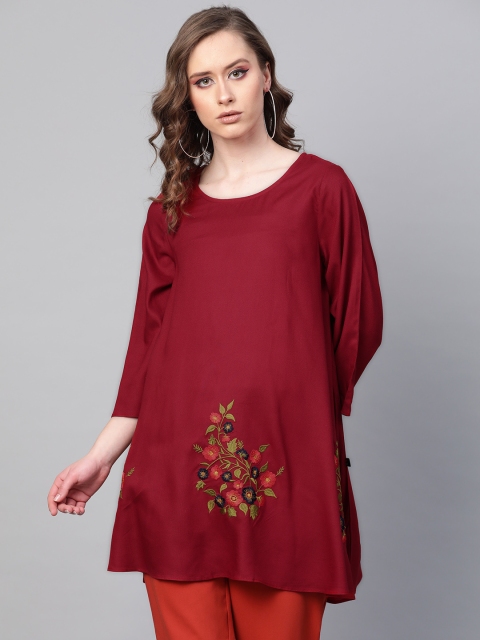 

clorals Women Maroon Solid Tunic