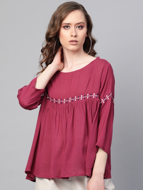 

clorals Women Magenta Solid A-Line Top