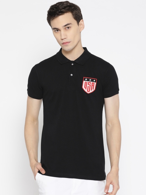 

PORTBLAIR Men Black Solid Polo Collar T-shirt