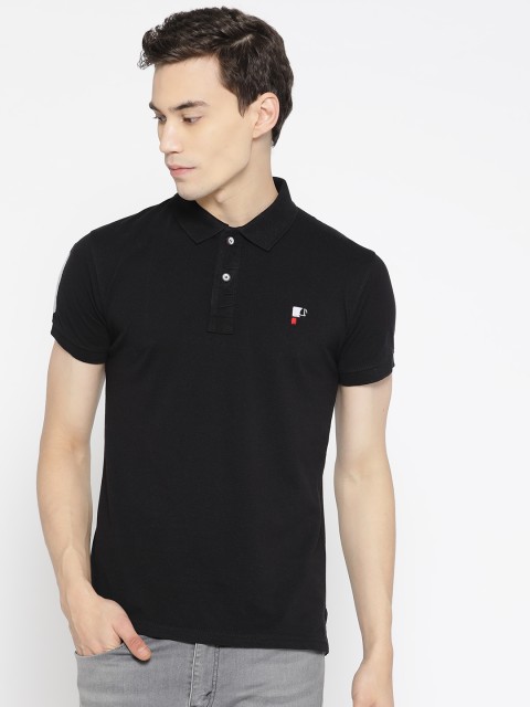 

PORTBLAIR Men Black Solid Polo Collar T-shirt