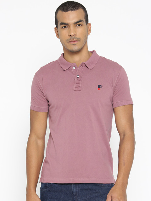 

PORTBLAIR Men Mauve Solid Polo Collar T-shirt