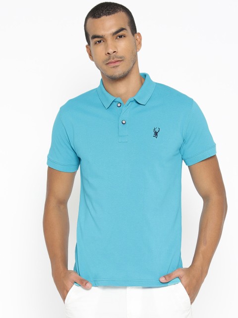 

PORTBLAIR Men Blue Solid Polo Collar T-shirt