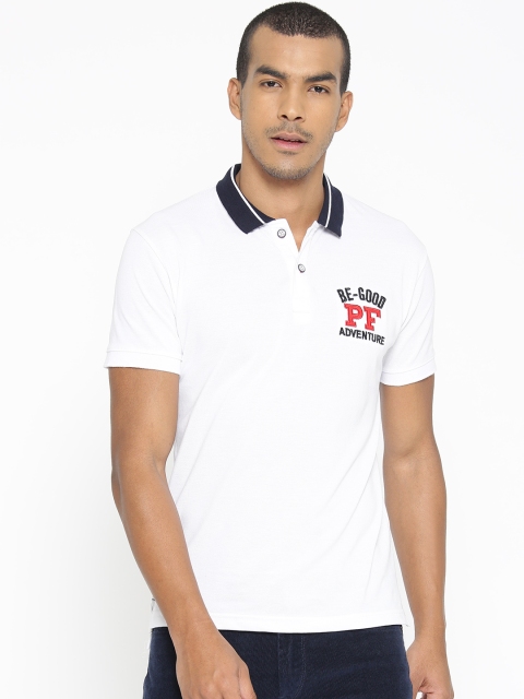 

PORTBLAIR Men White Solid Polo Collar T-shirt