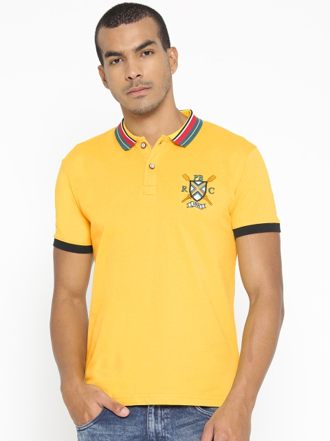 

PORTBLAIR Men Yellow Solid Polo Collar T-shirt