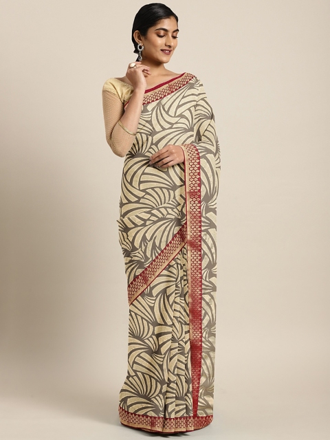 

Soch Beige & Grey Woven Design Pure Georgette Saree