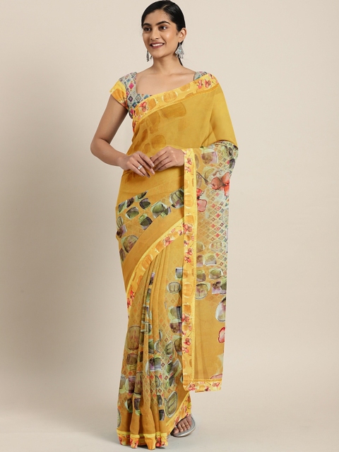 

Soch Yellow & Green Pure Georgette Printed Saree