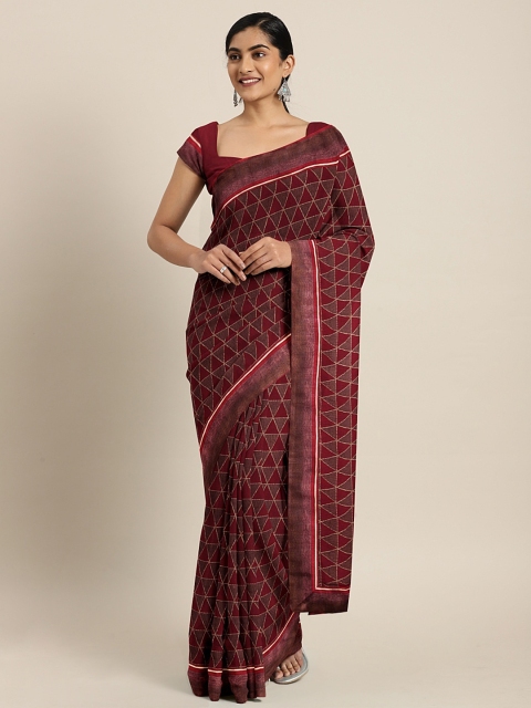 

Soch Maroon & Brown Pure Georgette Printed Saree