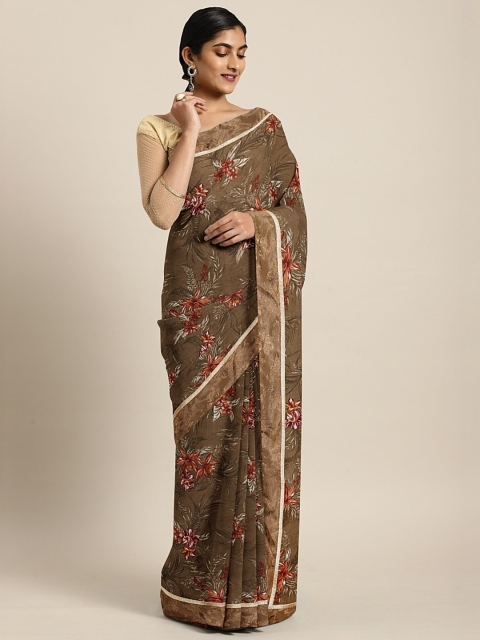 

Soch Brown & Maroon Pure Georgette Printed Saree