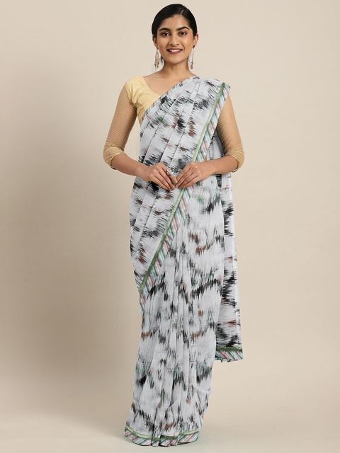 

Soch Grey & Green Pure Georgette Printed Saree
