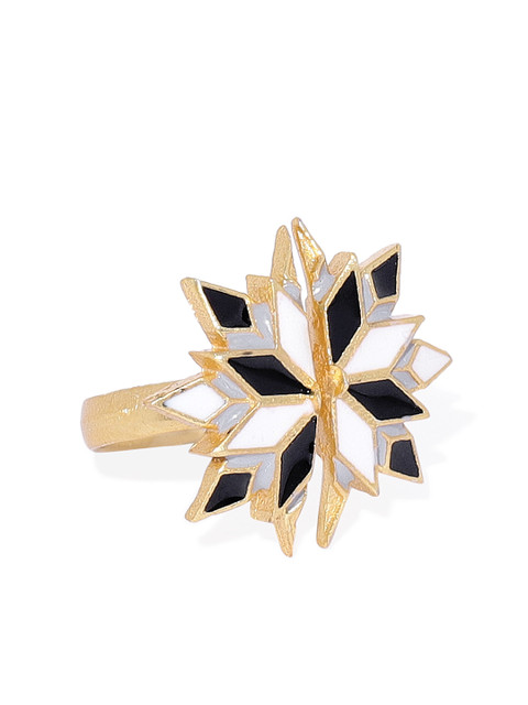 

Pipa Bella Women Gold-Plated & Black Adjustable Finger Ring