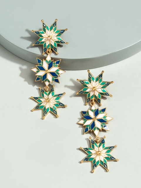 

Pipa Bella Blue & Gold-Plated Floral Jhumkas