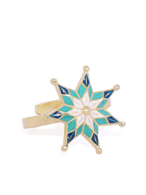 

Pipa Bella Women Gold-Plated & Green Enamelled Cygnus Adjustable Finger Ring