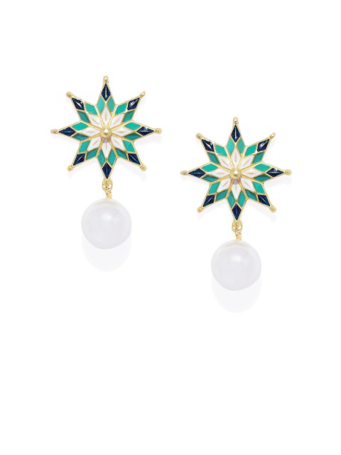 

Pipa Bella Turquoise Blue & Gold-Plated Star Shaped Drop Earrings