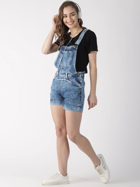 

Blue Saint Women Blue Solid Denim Dungaree