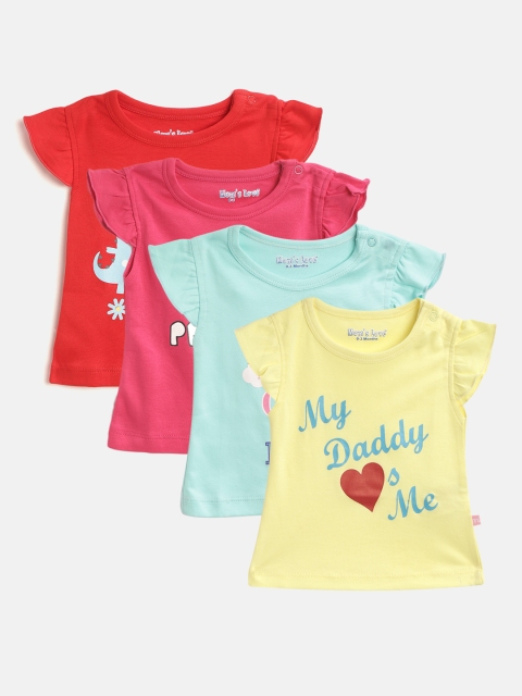 

Moms Love Girls Pack of 4 Round Necke Pure Cotton T-shirts, Assorted