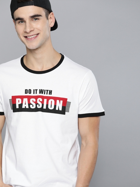

HERE&NOW Men White Printed Round Neck T-shirt
