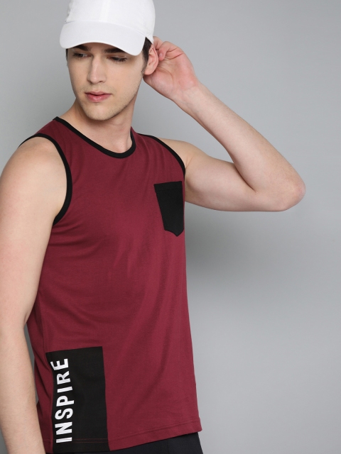 

HERE&NOW Men Maroon Printed Round Neck T-shirt