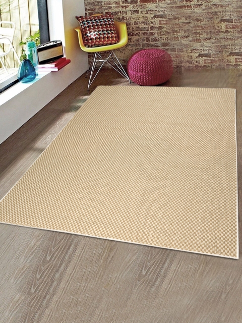 

Saral Home Beige & Brown Checked Anti-Skid Carpet