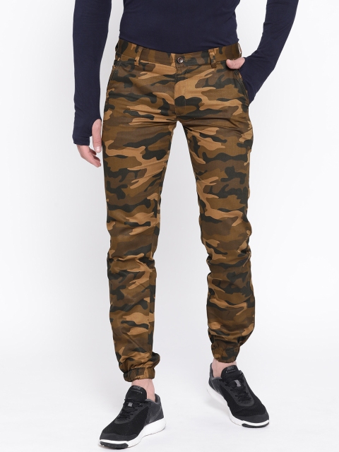 

Luxrio Men Brown Slim Fit Camouflage Printed Joggers