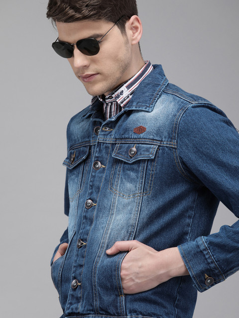 

Solid Styles Men Blue Washed Denim Jacket