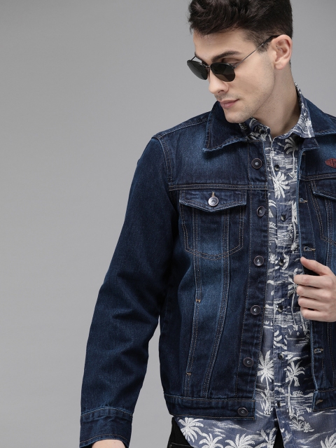 

Solid Styles Men Blue Washed Denim Jacket
