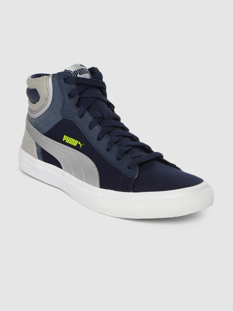 

Puma Unisex Navy Blue Grey Colourblocked Hip Hop Perf Mid-Top Sneakers